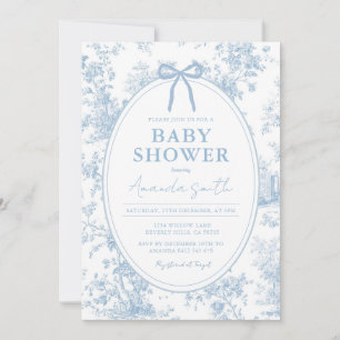 Invitation Quelque chose de bleu vintage floral toile baby sh
