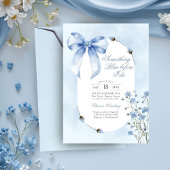 Invitation Quelque chose de Blue Bow et Fête des mariées Fleu