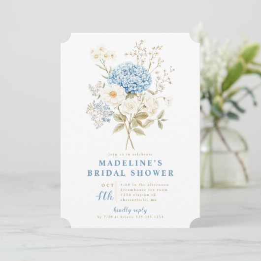 Invitation Quelque chose de Blue Hydrangeas nuptiale douche I (Debout devant)