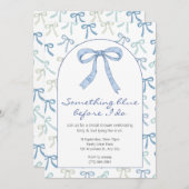 Invitation Quelque chose de Blue Ribbon Bow Fête des mariées (Devant / Derrière)