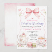 Invitation Quelque chose de doux se prépare Fête bébé Arc en  (Devant / Derrière)