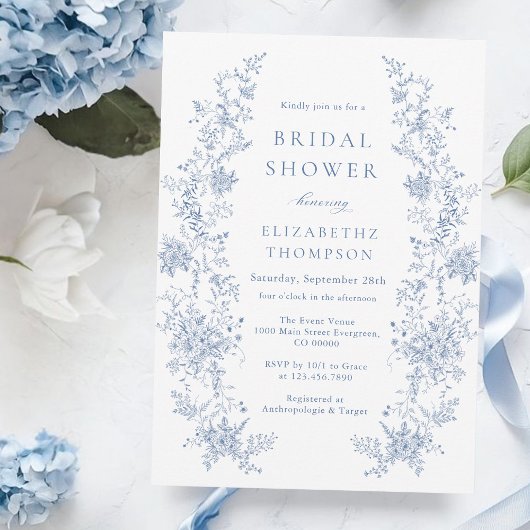 Invitation Quelque chose de Fête des mariées bleue