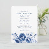 Invitation Quelque chose de Fête des mariées Florale Bleue (Debout devant)