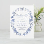 Invitation Quelque chose de Fête des mariées Florale Bleue (Debout devant)