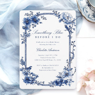 Invitation Quelque chose de Fête des mariées Florale Bleue