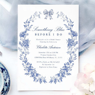 Invitation Quelque chose de Fête des mariées Florale Bleue