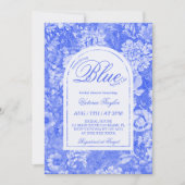 Invitation Quelque chose de Fête des mariées Florale Bleue (Devant)