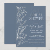 Invitation Quelque chose de Fête des mariées Florale Bleue (Devant / Derrière)