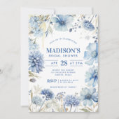 Invitation Quelque chose de Fleur sauvage bleu Fête des marié (Devant)