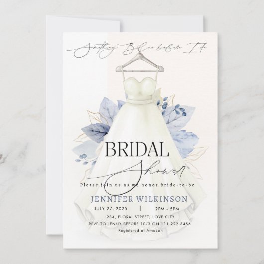 Invitation Quelque chose de Mariage bleu robe Fête des mariée (Devant)