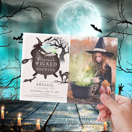 Invitation Quelque chose de méchant brasser Halloween rose An