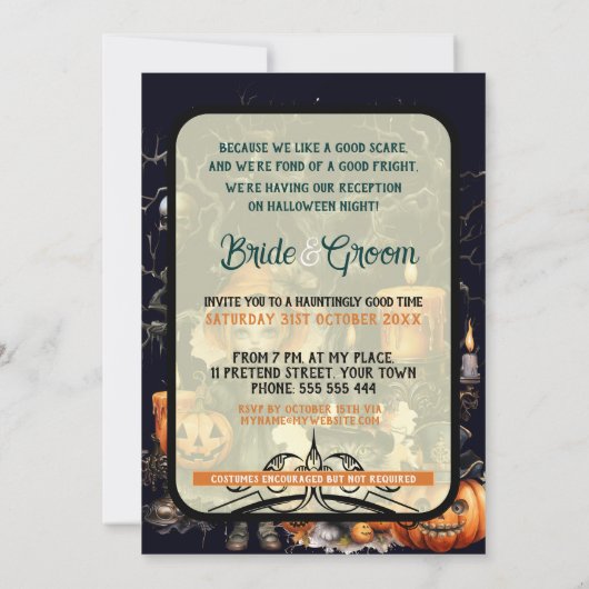 Invitation Quelque chose de méchant Citrouille Fille Gothique (Dos)