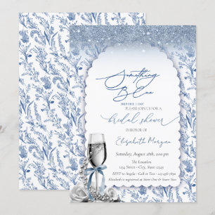 Invitation Quelque Chose De Ruban Bleu Paillettes Champagne F