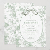 Invitation Quelque chose de vert toile vintage Première Saint (Devant / Derrière)