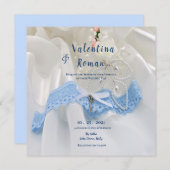 Invitation Quelque Chose Emprunté Un Mariage Bleu Inviter (Devant / Derrière)