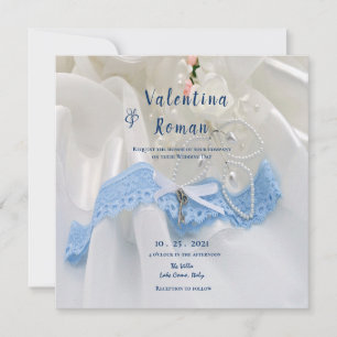 Invitation Quelque Chose Emprunté Un Mariage Bleu Inviter