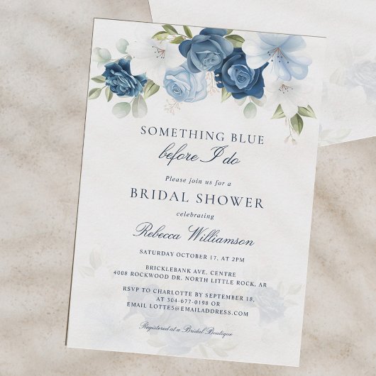Invitation Quelque Chose Floral Bleu Avant De Faire Fête des