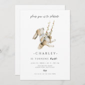 Invitation Quelques Bunny Anniversaire moderne minimaliste (Devant / Derrière)