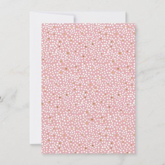 Invitation Quelques Bunny Aquarelle rose et or fête d'anniver (Dos)