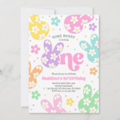 Invitation Quelques Bunny Daisy Floral Pastel Printemps 1er A (Devant)
