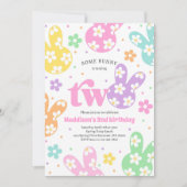 Invitation Quelques Bunny Daisy Floral Pastel Printemps 2e An (Devant)