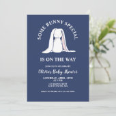 Invitation Quelques Bunny en vichy Baby shower bleu spécial (Debout devant)