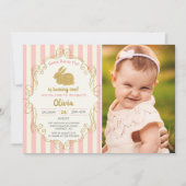Invitation Quelques Bunny Pink & Gold Parties scintillant Pho (Devant)
