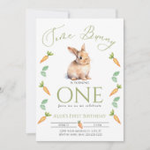 Invitation Quelques carottes de premier anniversaire Bunny pe (Devant)
