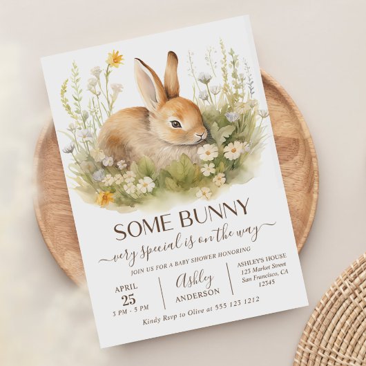 Invitation Quelques Fleurs sauvages de lapin mignon Baby show
