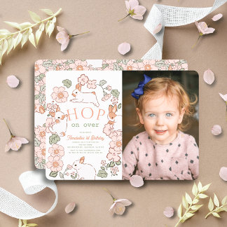 Invitation Quelques Lapin Lop Purple Lilac Photo 1er Annivers