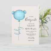Invitation Quelqu'un Beary Baby shower Bleu Bleu mou (Debout devant)