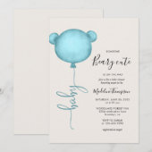 Invitation Quelqu'un Beary Baby shower Bleu Bleu mou (Devant / Derrière)
