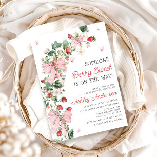 Invitation Quelqu'un Berry Sweet Rose Bow Girl Baby shower