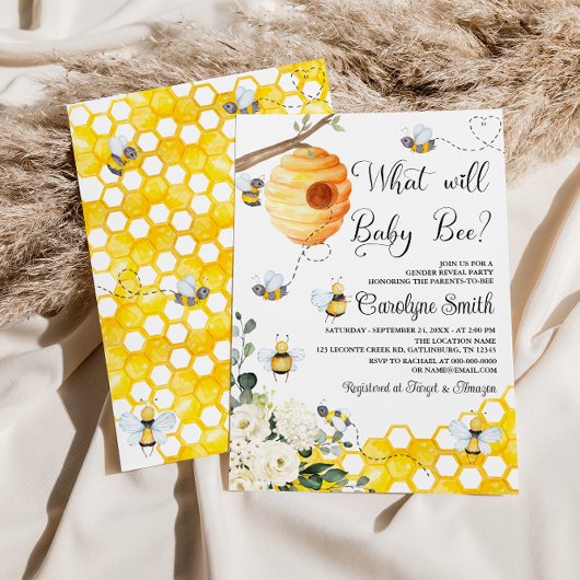 Invitation Qu'est-ce que Baby Bee Genre Revela Party