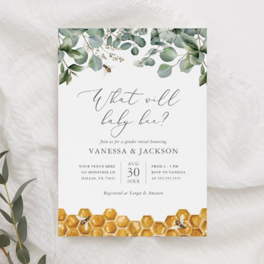 Invitation Qu'est-ce que Baby Bee Genre Revela Party