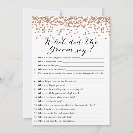 Invitation Qu'est-ce que Groom a dit Fête de l'mariée Rose 5x (Devant)