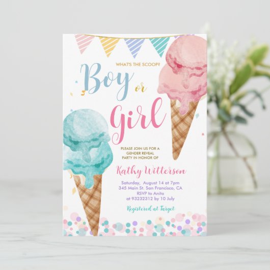 Invitation Qu'est-ce que la crème glacée Scoop? (Debout devant)