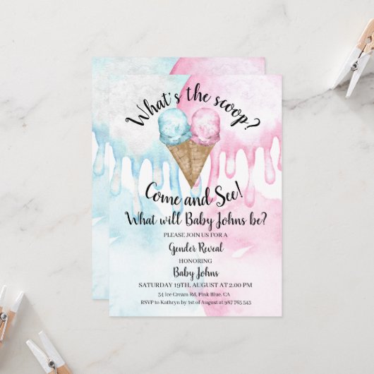 Invitation Qu'est-ce que la crème glacée scoop sexe révéler i (Devant/Arrière en situation)