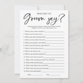 Invitation Qu'est-ce que la salle a dit jeu de Fête des marié (Devant)