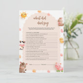 Invitation Qu'est-ce que papa a dit Baby shower Game Card (Debout devant)