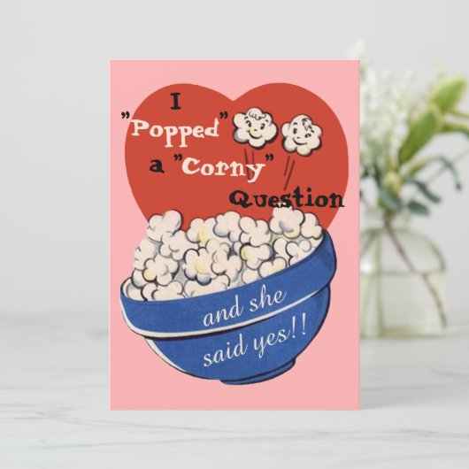 Invitation Question Popcorn Drôle, Joli Rétro Enregistrer la  (Debout devant)