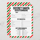 Invitation Questionnaire cadeau Secret Père Noël (Devant / Derrière)
