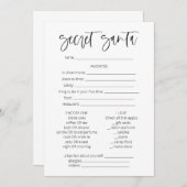 Invitation Questionnaire Père Noël Secret Jeux de Noël amusan (Devant / Derrière)