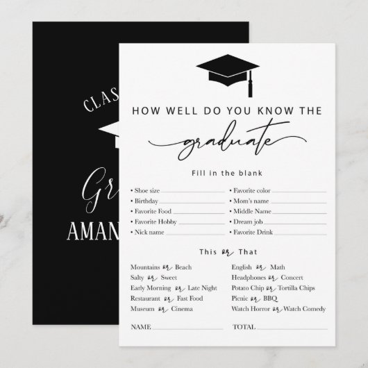 Invitation Questionnaire personnalisé sur le jeu de diplômes (Devant / Derrière)