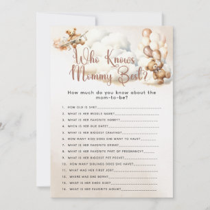Invitation Questions de la partie QUI CONNAÎT LE MIEUX MAMAN