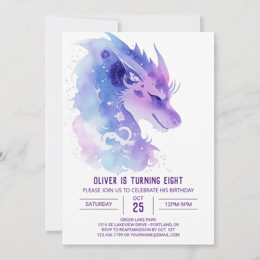 Invitation Quête de dragon pour garçon : Anniversaire (Devant)