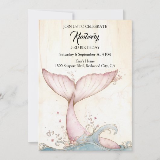 Invitation Queue de baleine rose capricieuse (Devant)