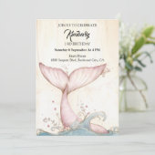 Invitation Queue de baleine rose capricieuse (Debout devant)