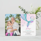 Invitation Queue de sirène avec bulles Anniversaire photo Inv (Debout devant)