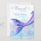Invitation Queue de sirène Bébé Purple Baby shower bleu Turqu (Devant)